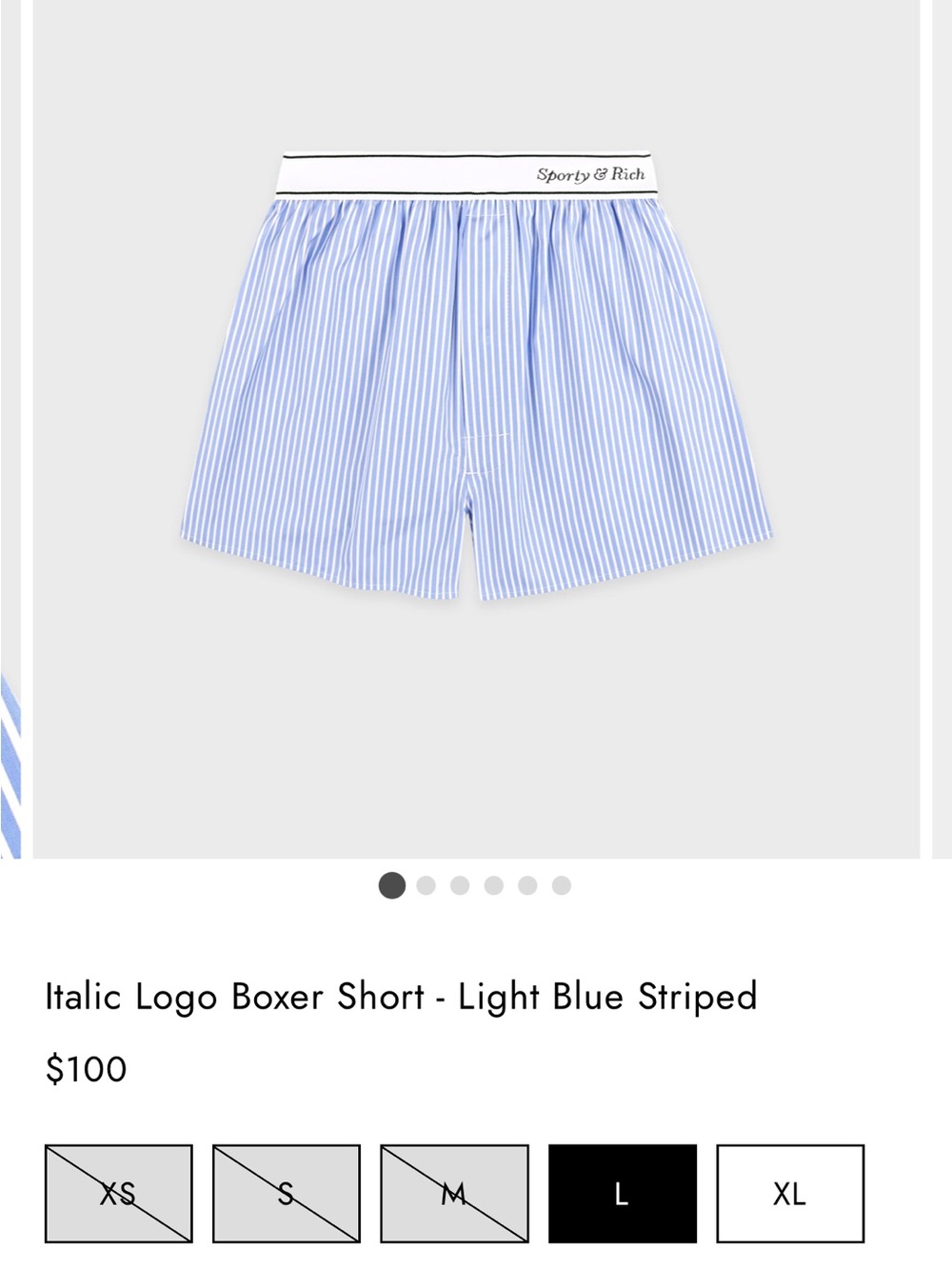 Sporty & Rich Light Blue Pinstripe Boxer Shorts